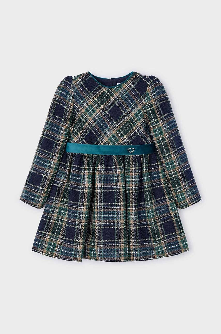 Mayoral rochie din amestec de lână pentru copii culoarea verde, mini, evazati, 4911 Mayoral rochie din amestec de lână pentru copii culoarea verde, mini, evazati, 4911