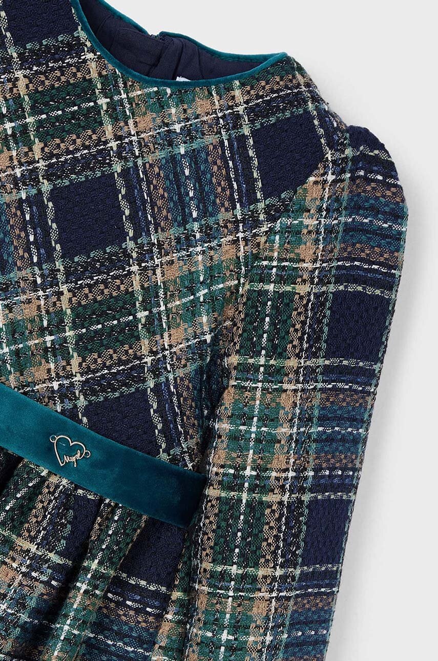 Детское платье с примесью шерсти Mayoral цвет зелёный mini расклешённое 4911 Детское платье с примесью шерсти Mayoral цвет зелёный mini расклешённое 4911