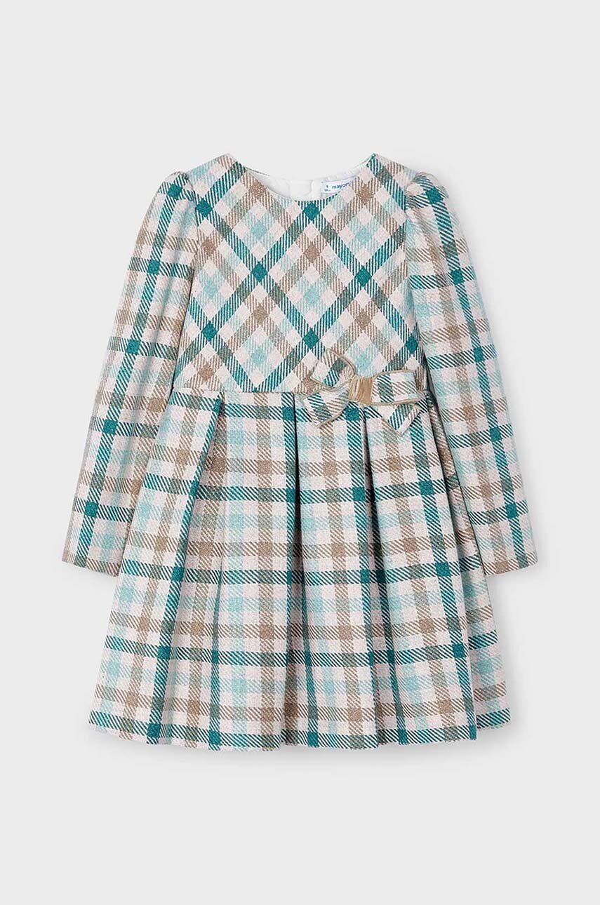 Дитяча сукня з домішкою вовни Mayoral колір бірюзовий mini розкльошена 4914