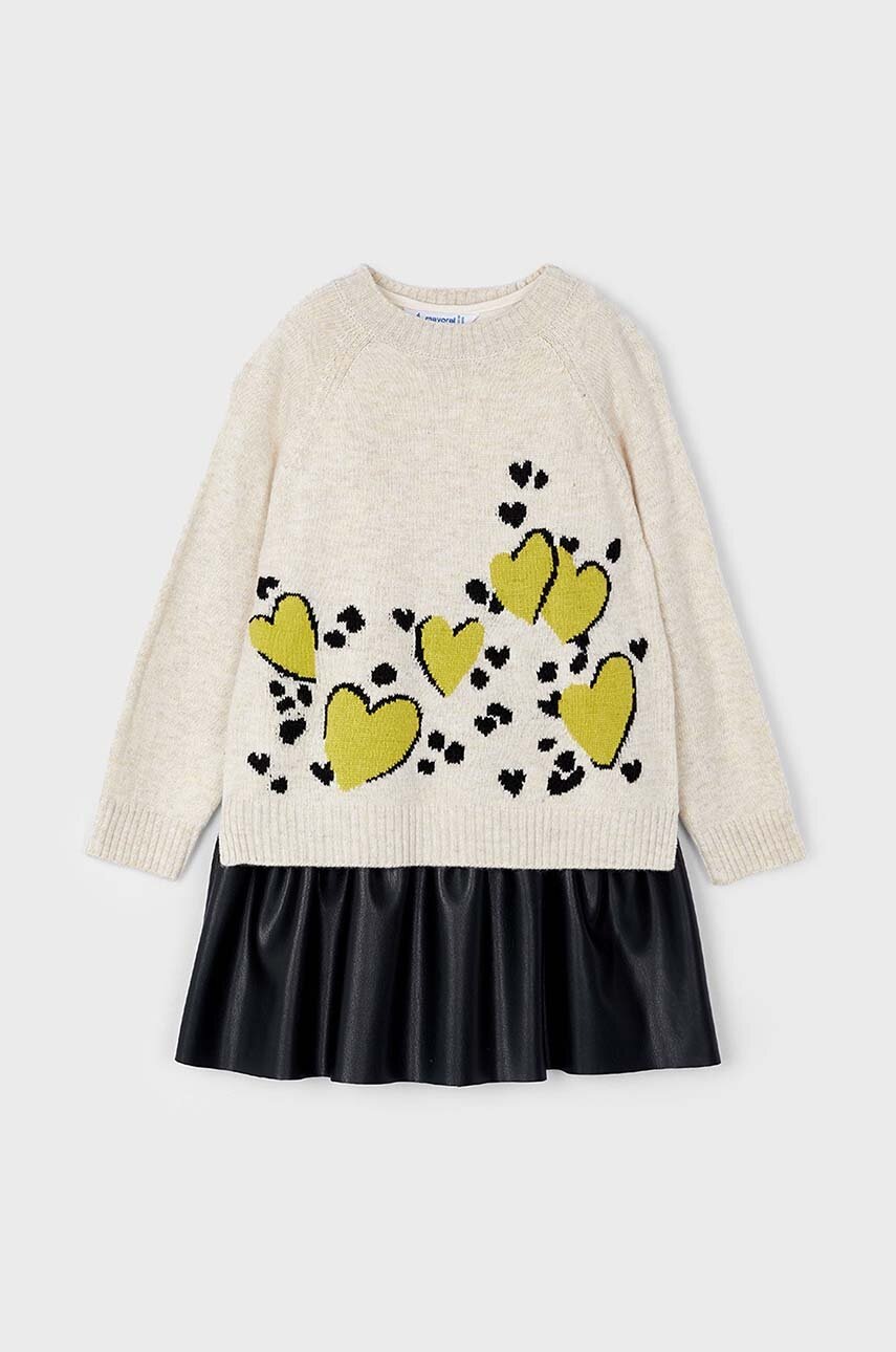 Дитяча сукня з домішкою вовни Mayoral колір зелений mini розкльошена 4925 в Сумах Дитяча сукня з домішкою вовни Mayoral колір зелений mini розкльошена 4925 в Сумах