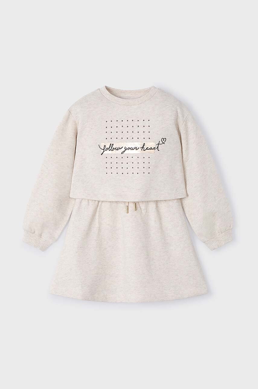 Mayoral rochie si bluza copii culoarea bej, mini, dreaptă, 4927