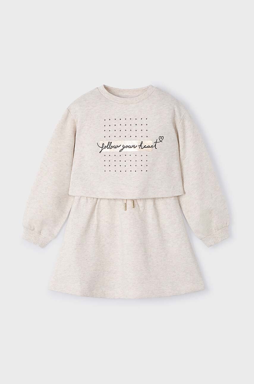 Mayoral rochie si bluza copii culoarea bej, mini, drept, 4927