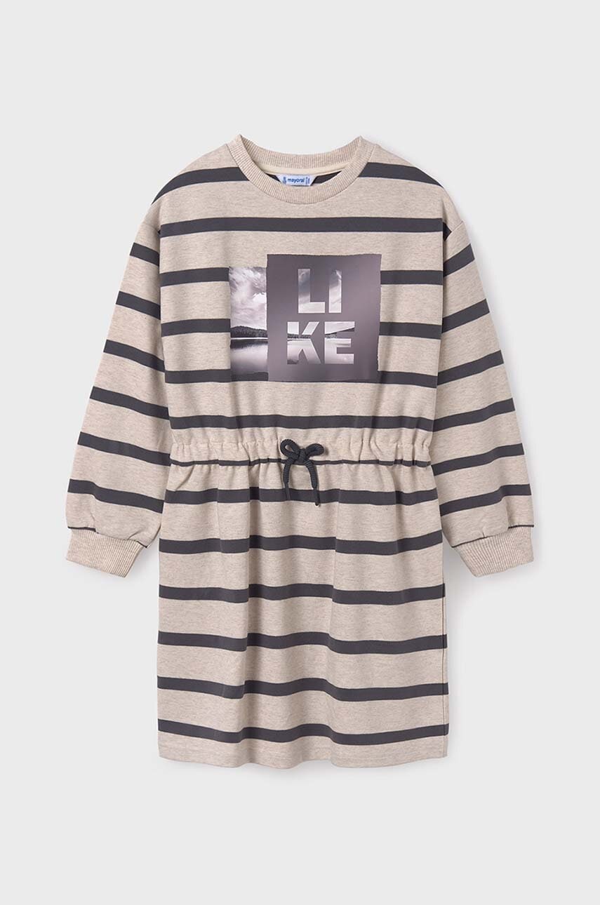 Mayoral rochie fete culoarea bej, mini, dreaptă, 7982