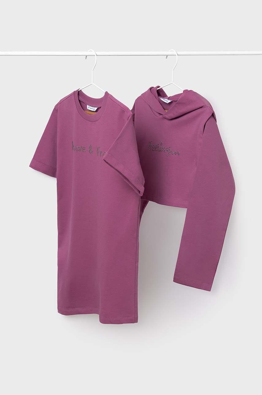Mayoral rochie din bumbac pentru copii culoarea violet, mini, dreaptă, 7986