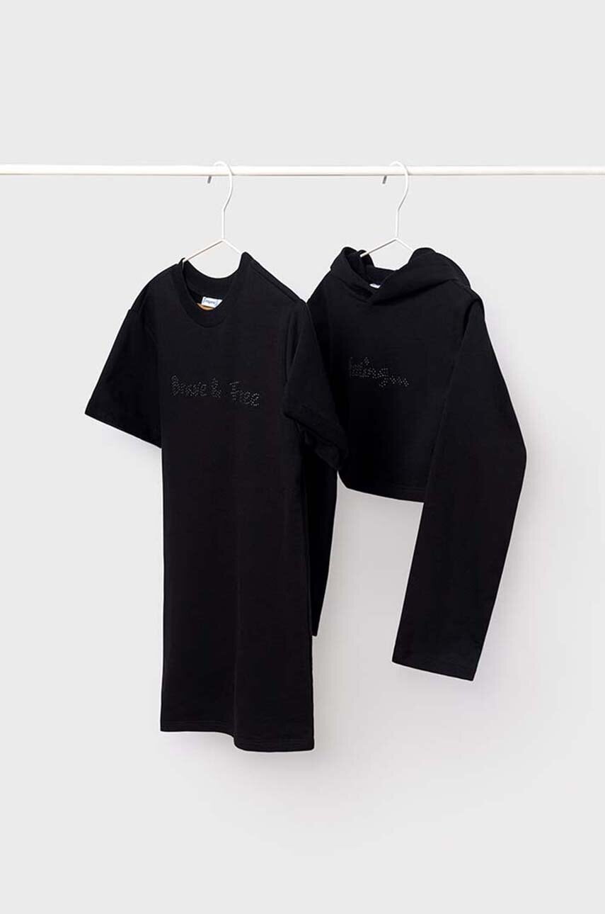 Mayoral rochie din bumbac pentru copii culoarea negru, mini, dreaptă, 7986