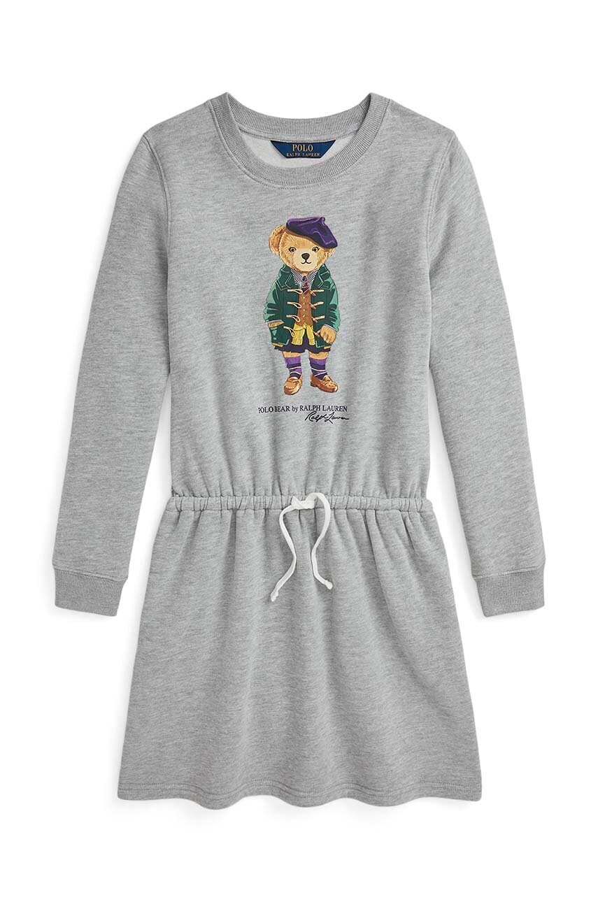 Levně Dívčí šaty Polo Ralph Lauren šedá barva, mini, 313951083001