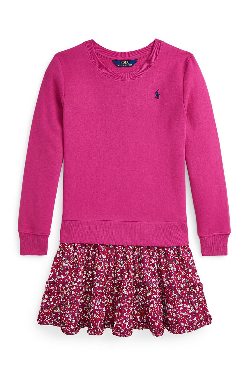 Детское платье Polo Ralph Lauren цвет розовый mini расклешённое 313959885001