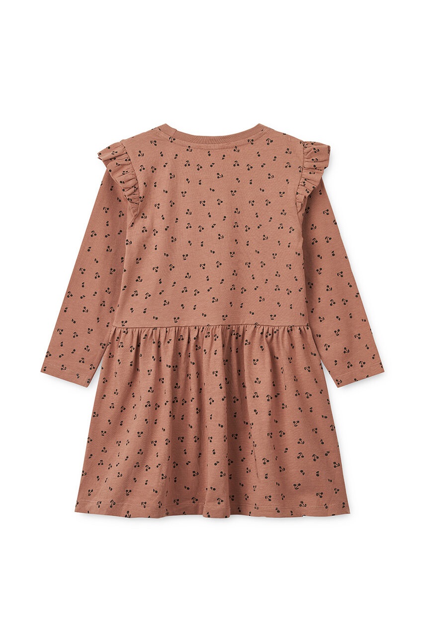 Хлопковое детское платье Liewood Lima Printed Frill Longsleeve Dress цвет розовый mini расклешённое LW19484