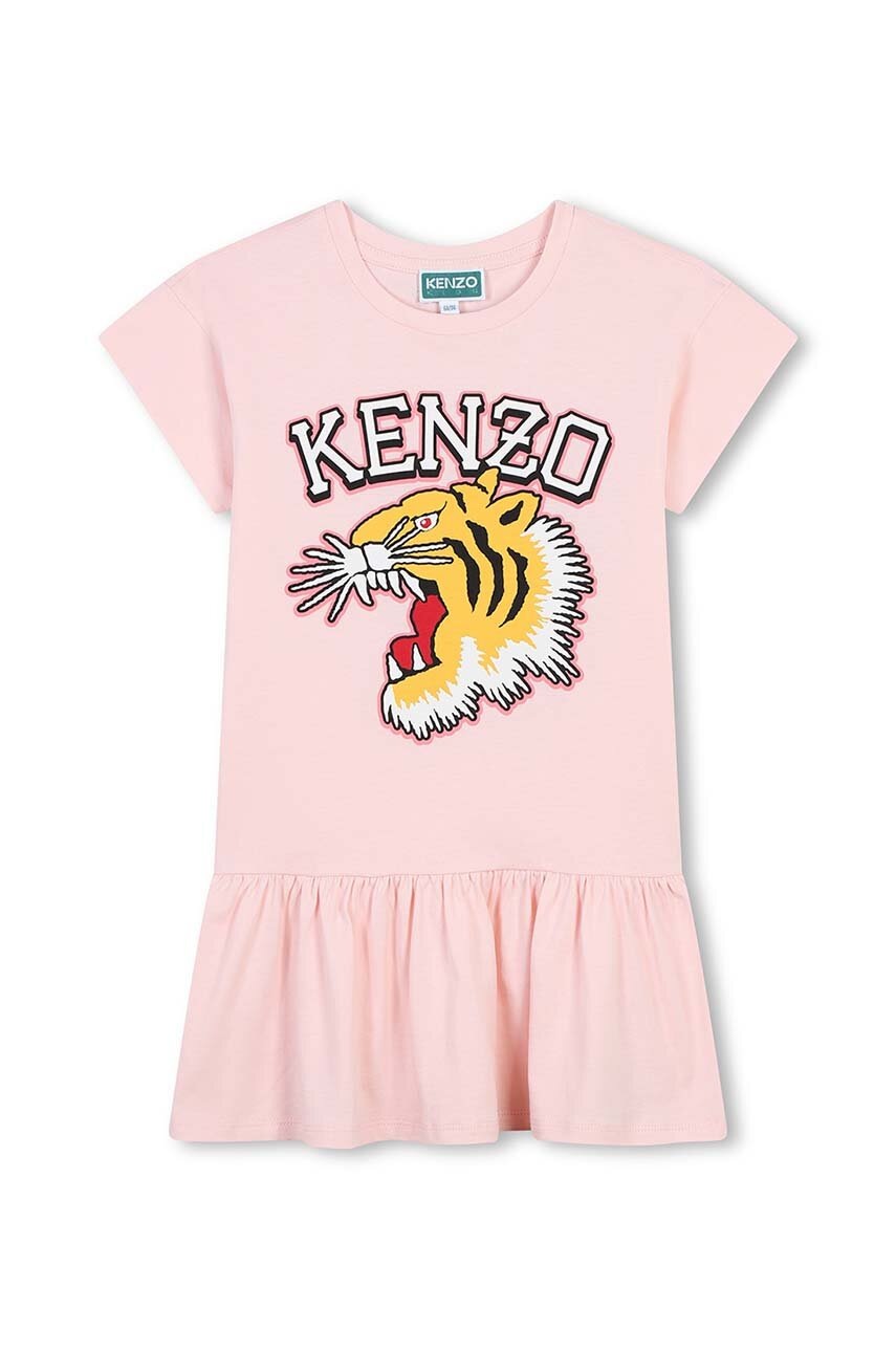 

Детска памучна рокля Kenzo Kids в розово къса разкроена K60682, Розов