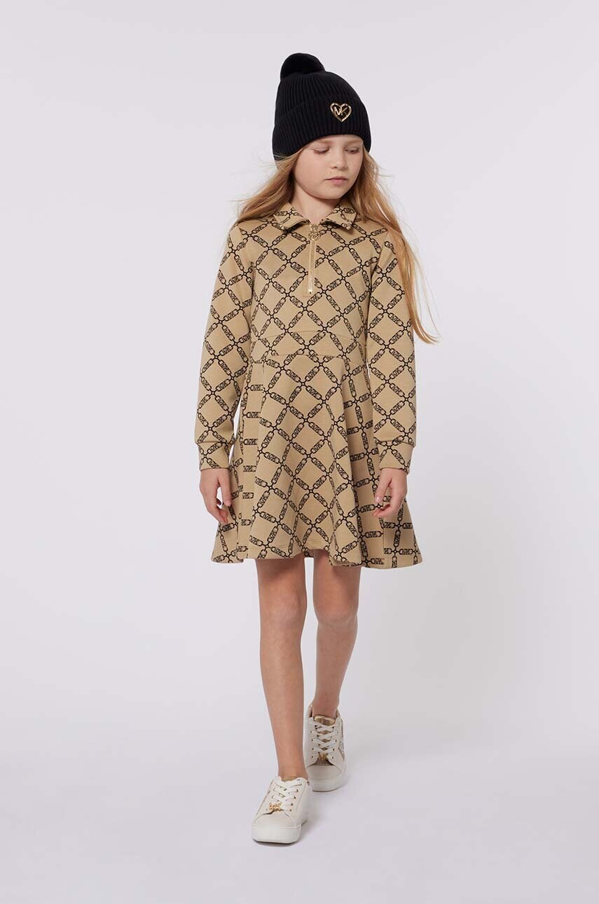Michael Kors rochie fete culoarea bej, mini, evazati, R30164 Michael Kors rochie fete culoarea bej, mini, evazati, R30164