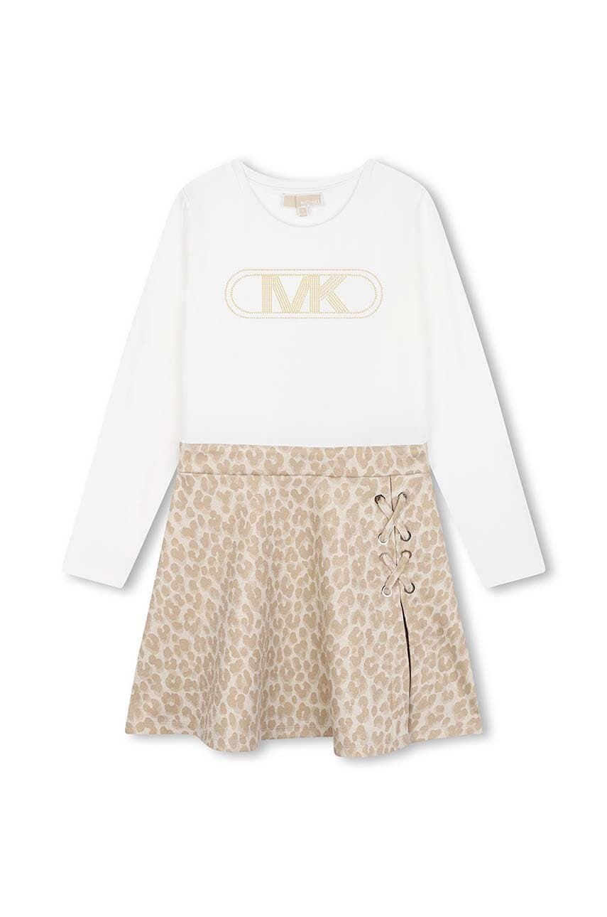 Michael Kors rochie fete culoarea bej, mini, evazati, R30171 Michael Kors rochie fete culoarea bej, mini, evazati, R30171