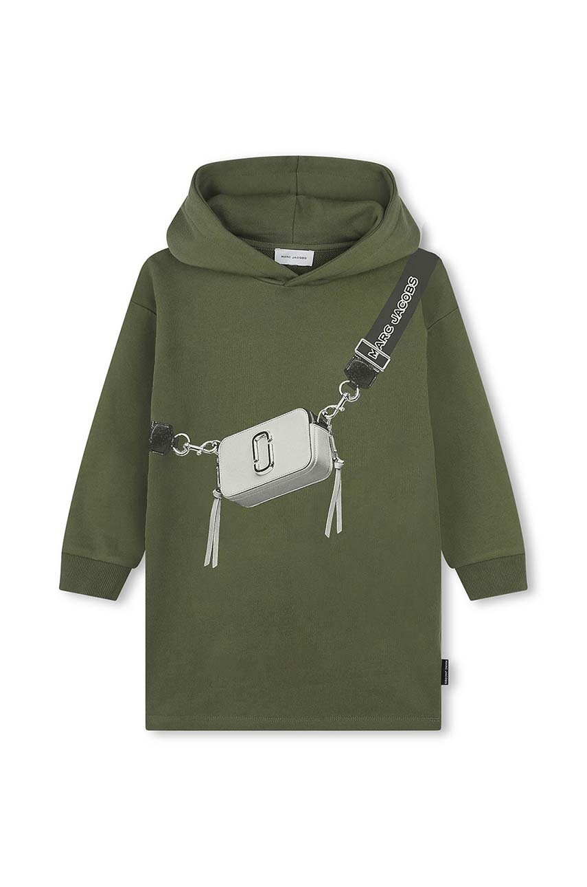 Хлопковое детское платье Marc Jacobs цвет зелёный mini прямое W60363