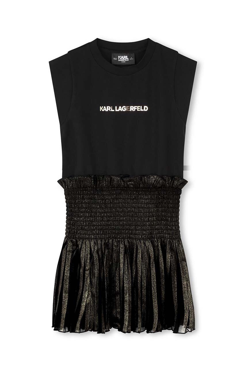 Детское платье Karl Lagerfeld цвет чёрный mini расклешённое Z30189 Детское платье Karl Lagerfeld цвет чёрный mini расклешённое Z30189
