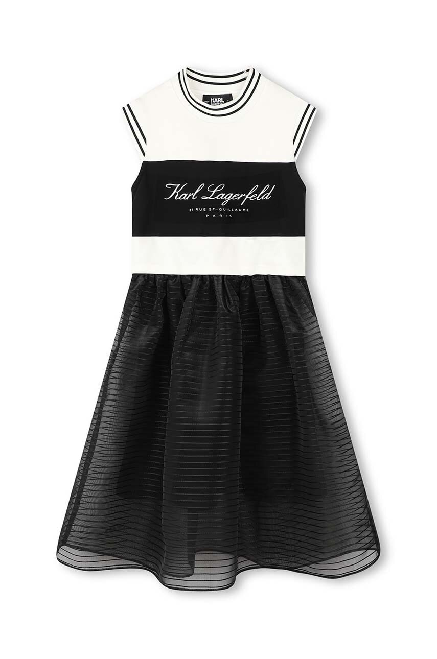 Karl Lagerfeld rochie fete culoarea negru, midi, evazati, Z30190 Karl Lagerfeld rochie fete culoarea negru, midi, evazati, Z30190