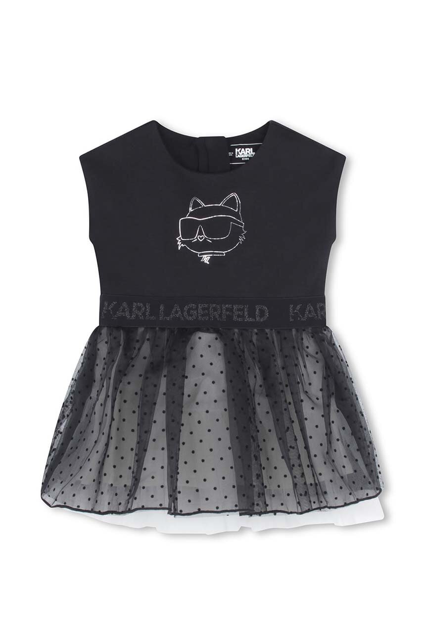 Karl Lagerfeld rochie fete culoarea negru, mini, evazati, Z30278 Karl Lagerfeld rochie fete culoarea negru, mini, evazati, Z30278