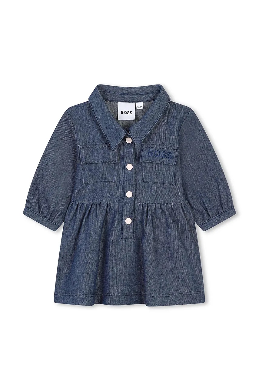 BOSS rochie din denim pentru bebeluși mini, evazati, J51080 BOSS rochie din denim pentru bebeluși mini, evazati, J51080