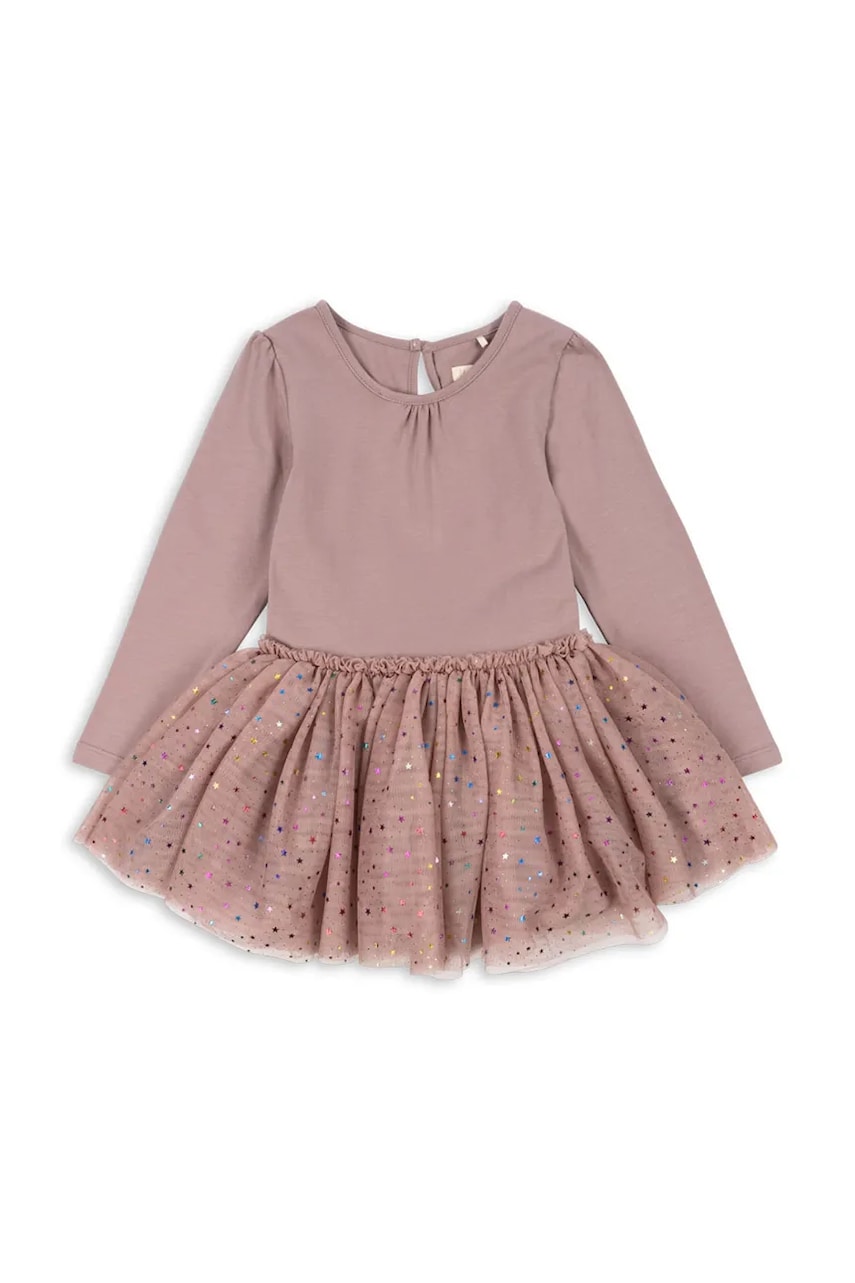 Konges Sløjd rochie fete FAIRY BALLERINA DRESS GRS culoarea bej, mini, evazati, KS101967 Konges Sløjd rochie fete FAIRY BALLERINA DRESS GRS culoarea bej, mini, evazati, KS101967