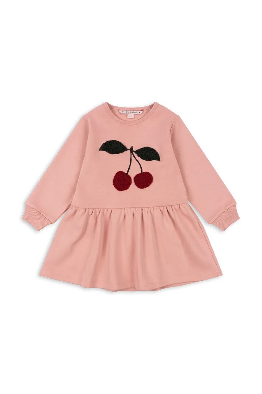 Konges Sløjd rochie fete LOU TERRY SWEAT DRESS OCS culoarea roz, mini, evazată, KS102022