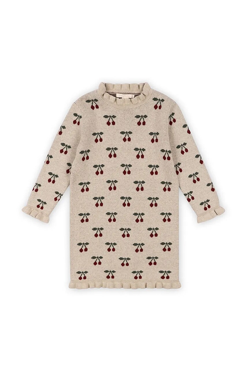 Konges Sløjd rochie fete SIKA KNIT DRESS culoarea bej, mini, dreaptă, KS102099