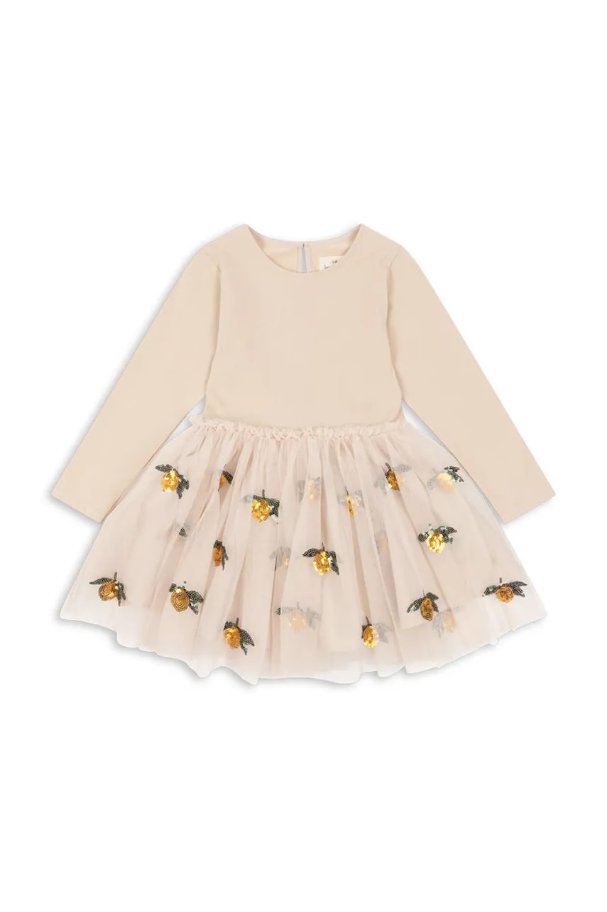 Konges Sløjd rochie fete YVONNE BALLERINA DRESS culoarea bej, mini, evazati, KS102154 Konges Sløjd rochie fete YVONNE BALLERINA DRESS culoarea bej, mini, evazati, KS102154