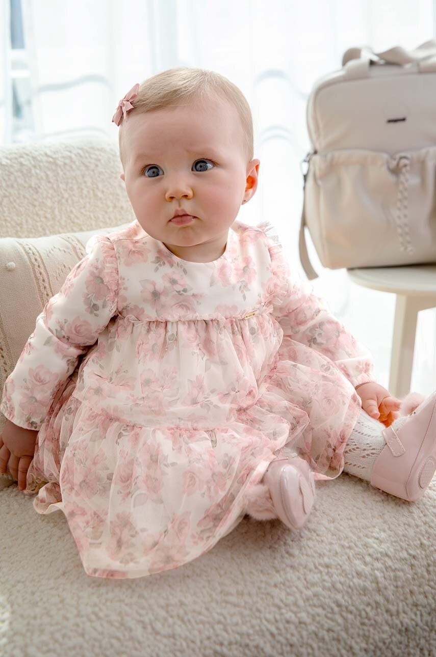 

Бебешка рокля Mayoral Newborn в розово къса разкроена 2805, Розов