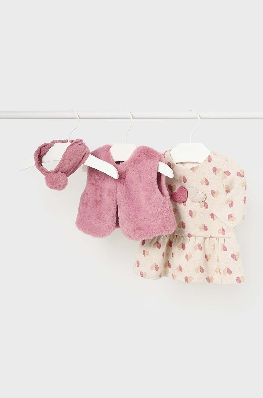 Mayoral Newborn rochie din bumbac pentru bebeluși culoarea roz, mini, evazati, 2807