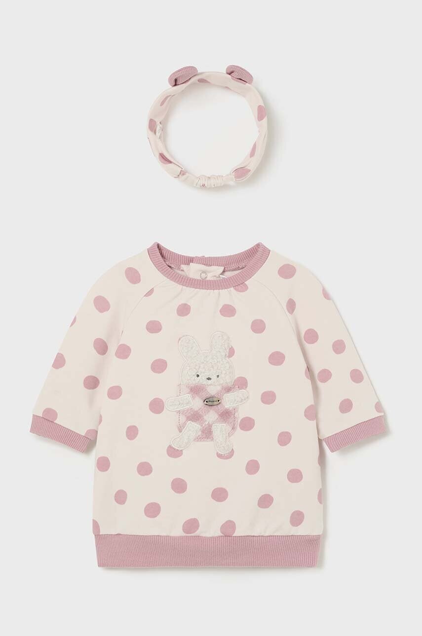 Mayoral Newborn rochie bebe culoarea roz, mini, drept, 2812 Mayoral Newborn rochie bebe culoarea roz, mini, drept, 2812