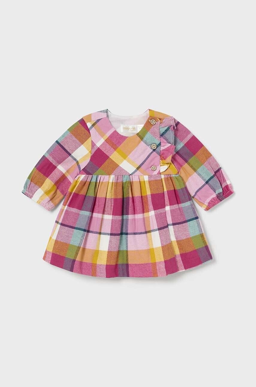 Mayoral Newborn rochie din bumbac pentru bebeluși culoarea roz, mini, evazată, 2813