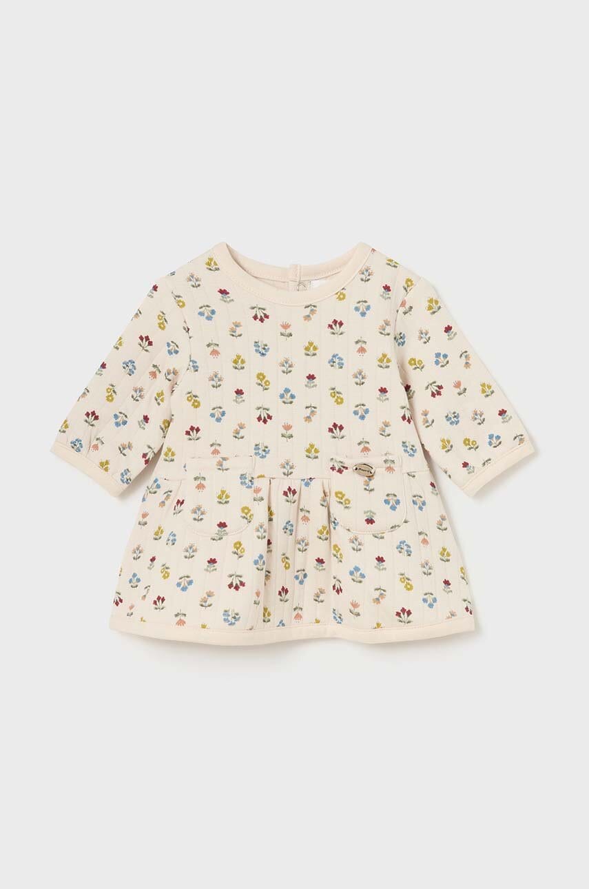 Mayoral Newborn rochie bebe culoarea bej, mini, evazati, 2894