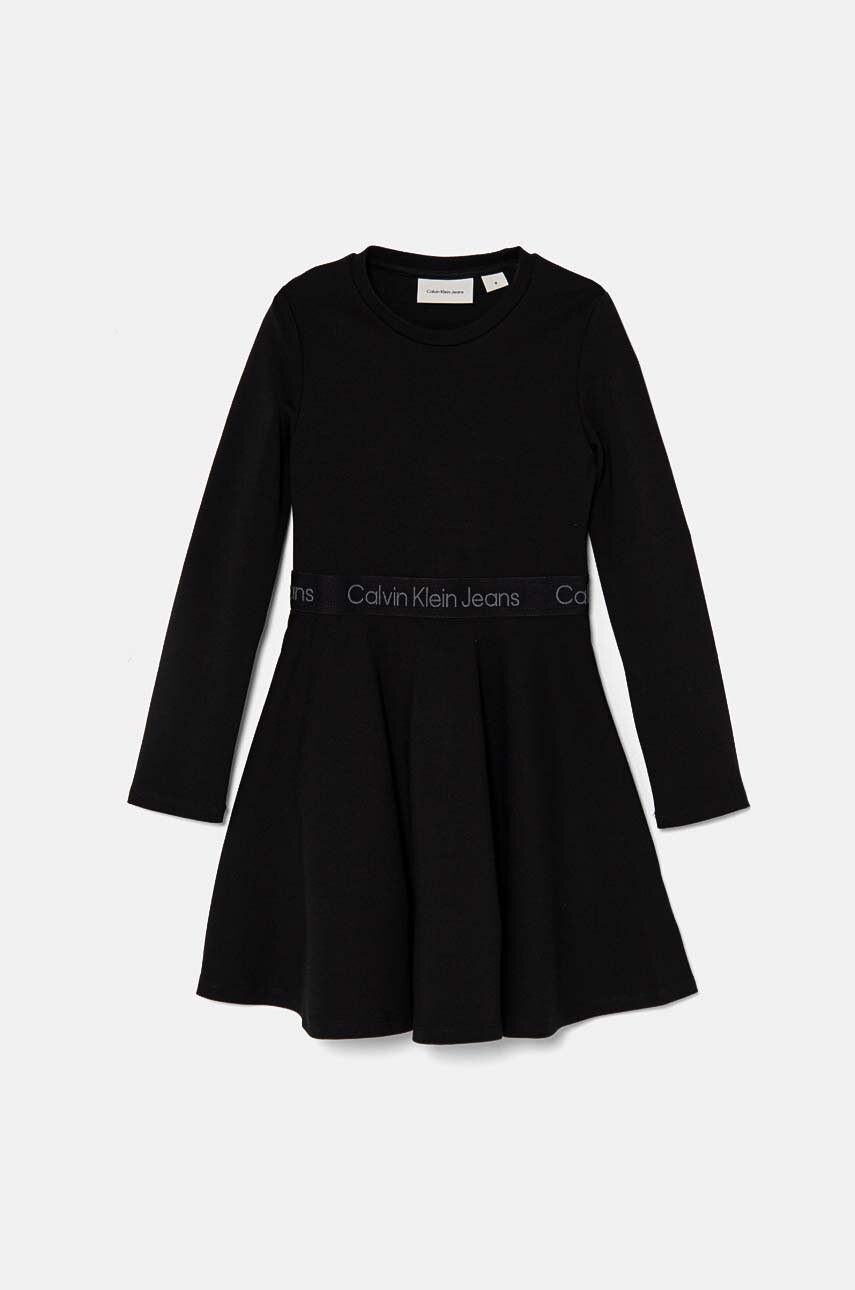 Детское платье Calvin Klein Jeans цвет чёрный mini расклешённое IG0IG02666