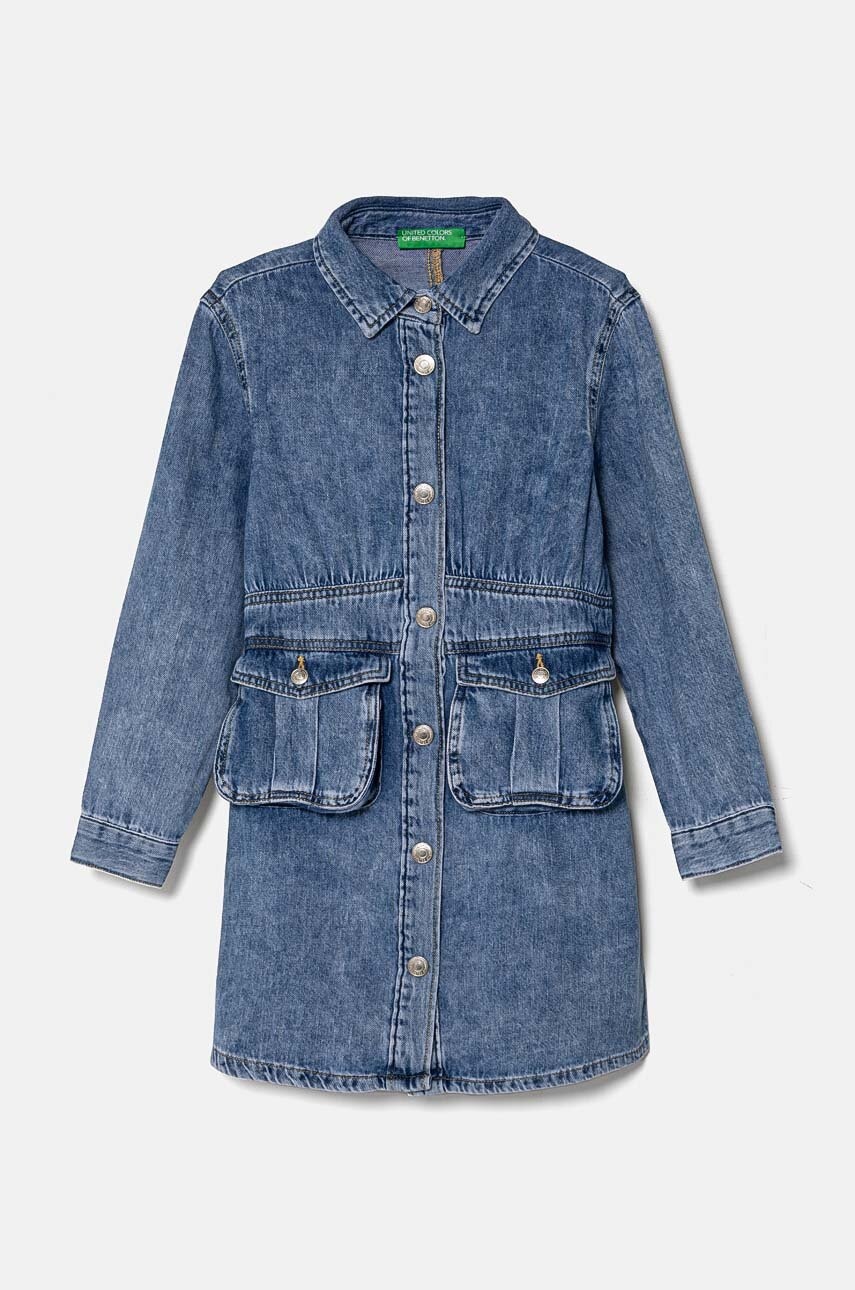 United Colors of Benetton rochie din denim pentru copii mini, evazati, 4AD6CV02P United Colors of Benetton rochie din denim pentru copii mini, evazati, 4AD6CV02P