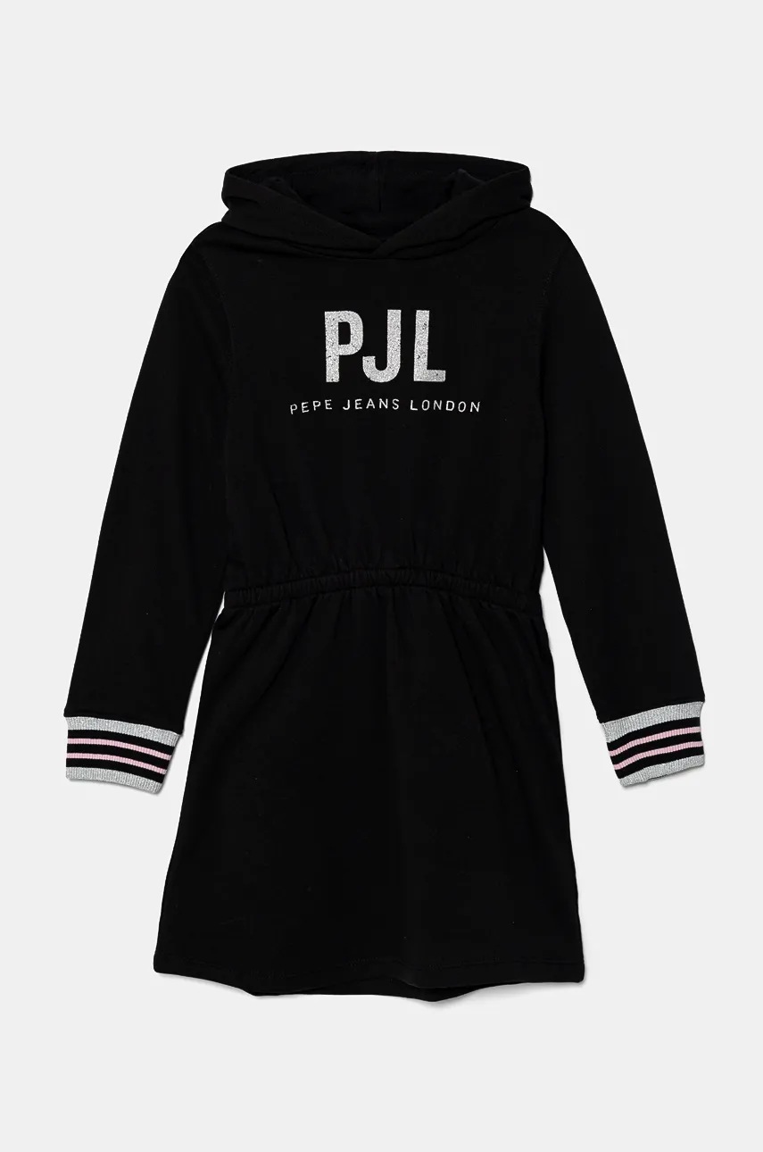 Pepe Jeans rochie din bumbac pentru copii THAIS culoarea negru, mini, evazată, PG951675