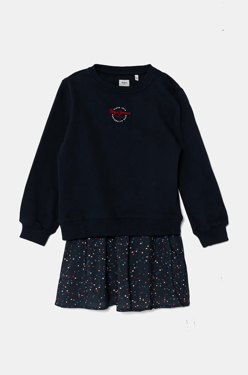 Pepe Jeans rochie fete TILDA culoarea albastru marin, mini, drept, PG951678 Pepe Jeans rochie fete TILDA culoarea albastru marin, mini, drept, PG951678