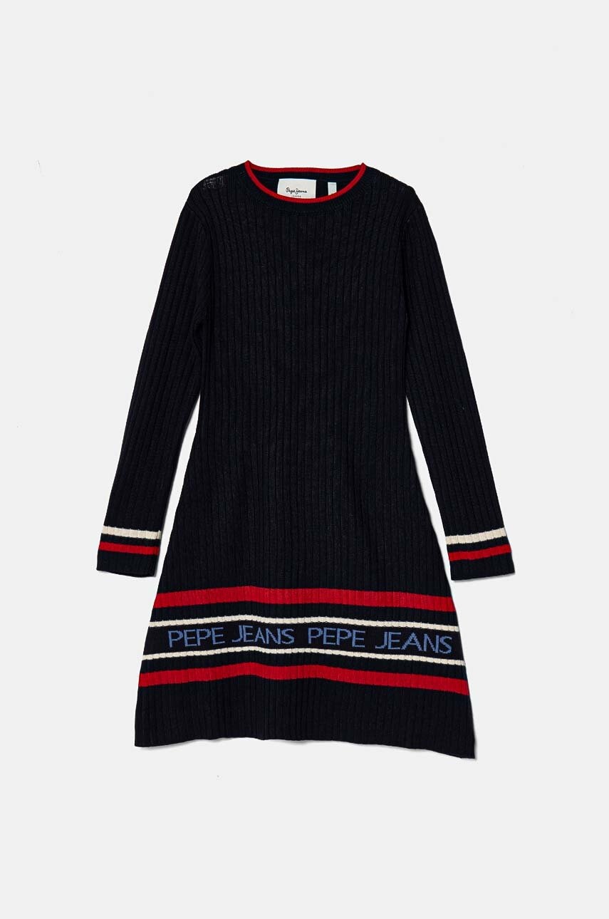 Pepe Jeans rochie fete WANDA culoarea bleumarin, mini, evazată, PG951680