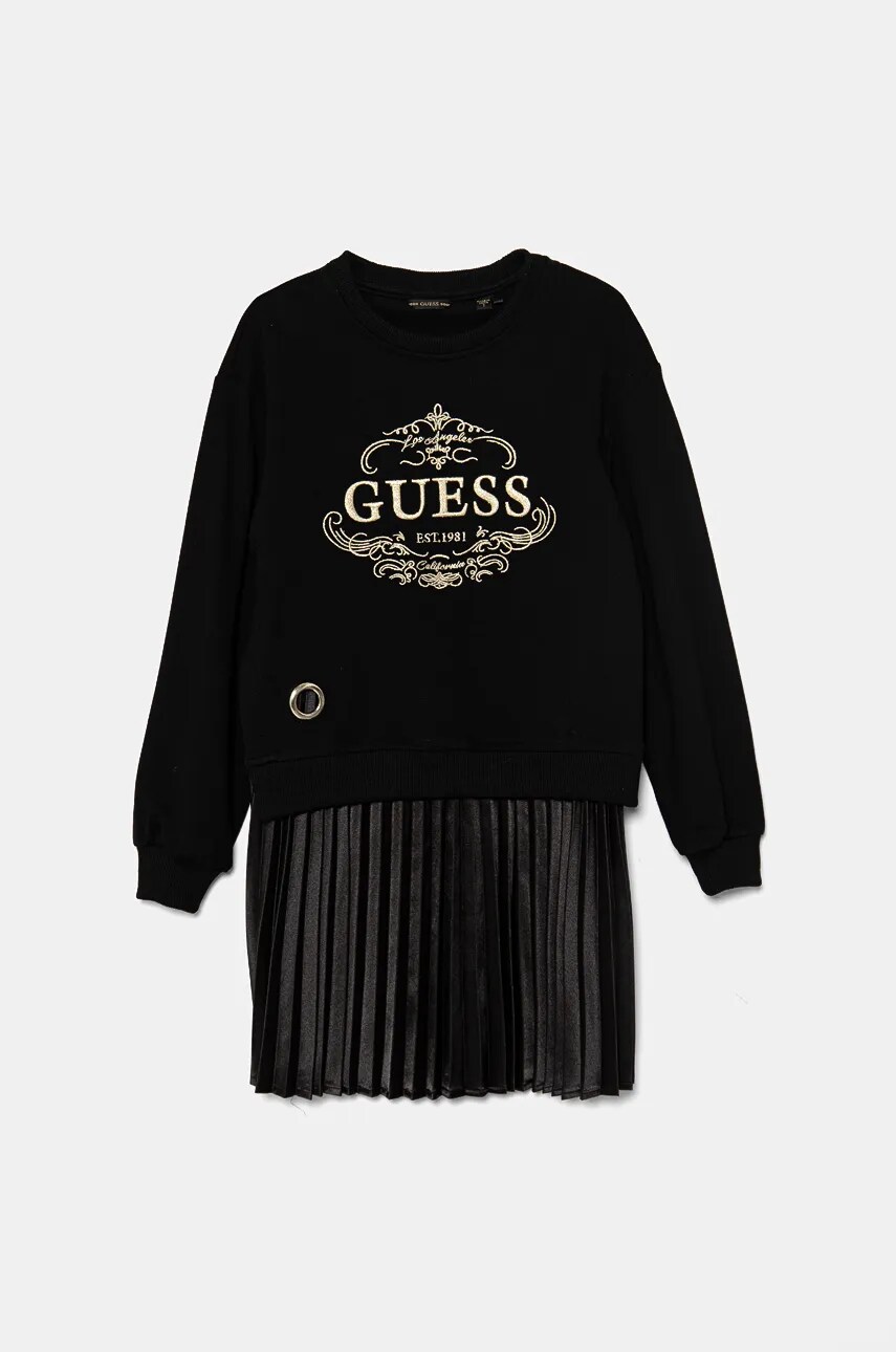 Levně Dívčí šaty Guess černá barva, mini, J4BK14 KAUH0