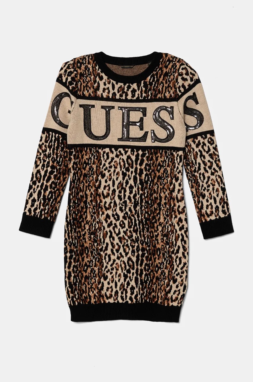 

Детска рокля Guess в бежово къса със стандартна кройка J4BK17 Z3I50, Бежов