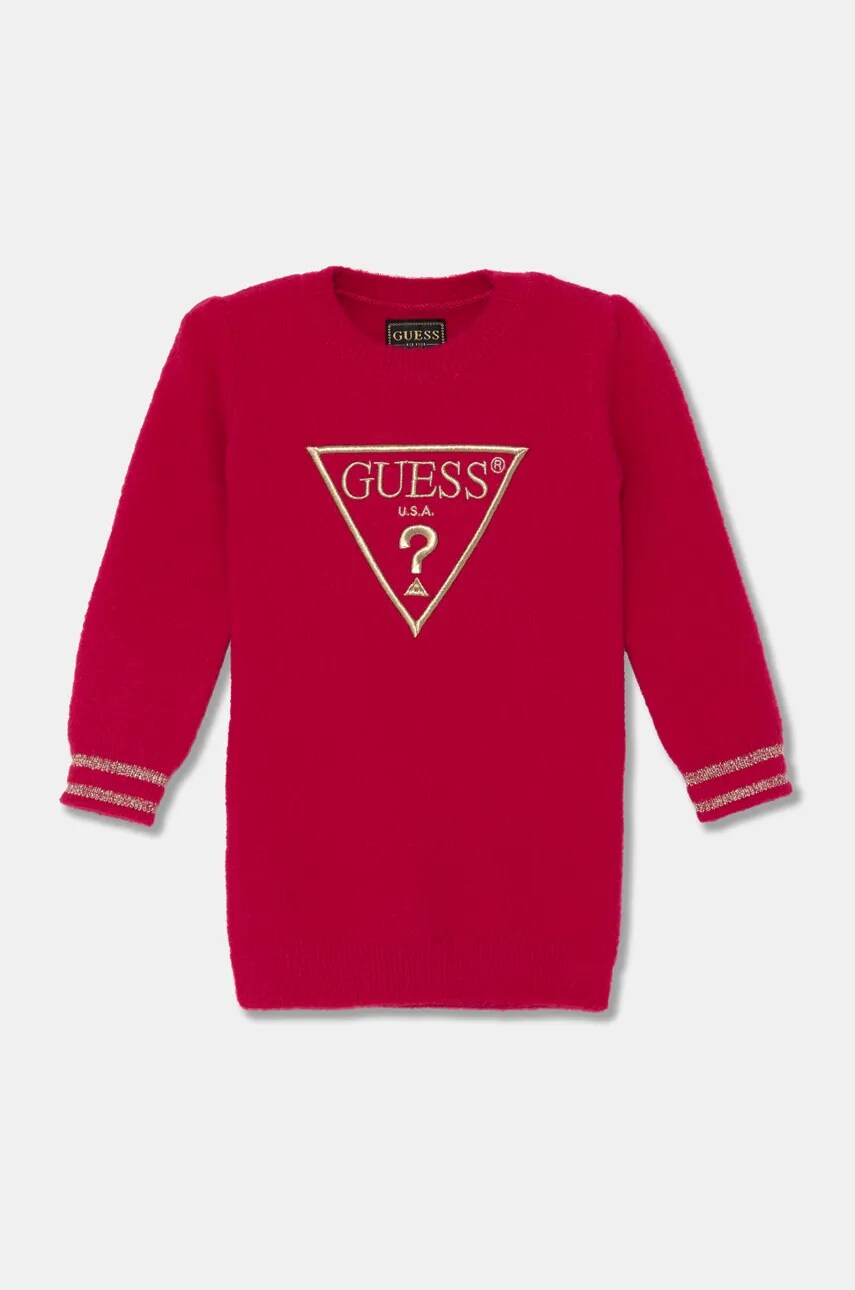 Levně Dívčí šaty Guess vínová barva, mini, K4BK02 Z3220