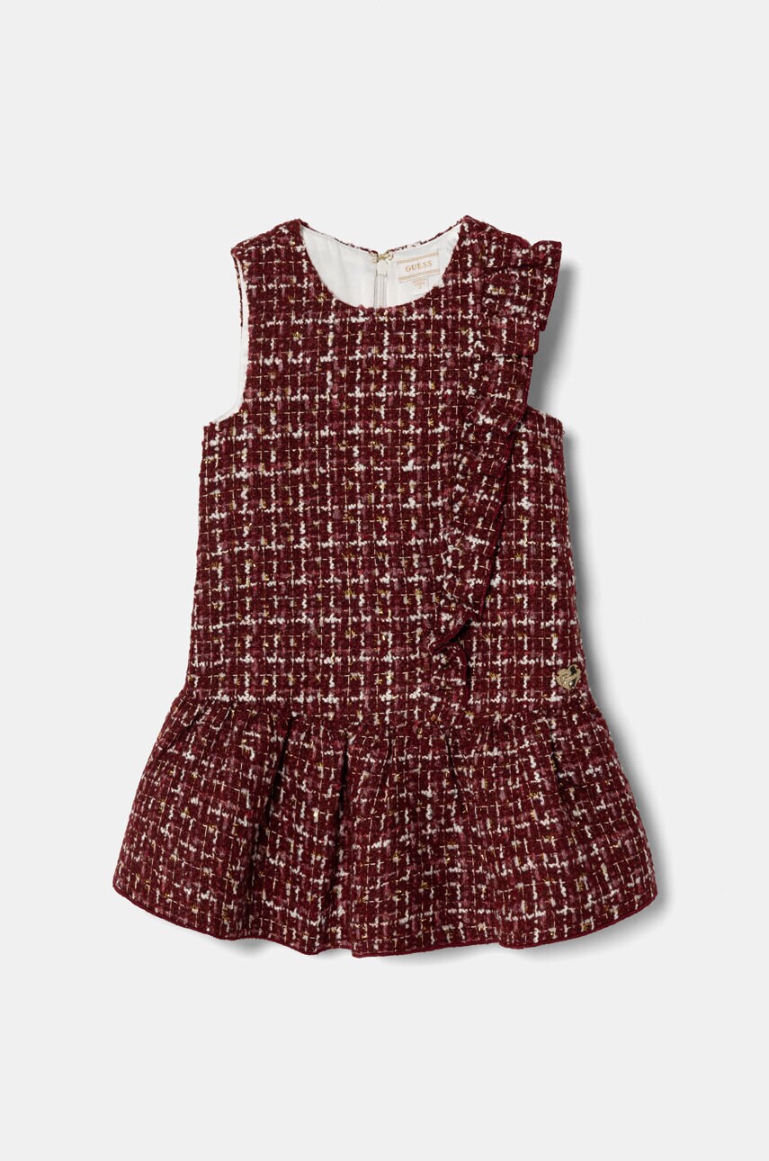 Levně Dívčí šaty Guess vínová barva, mini, K4BK10 WGSP0
