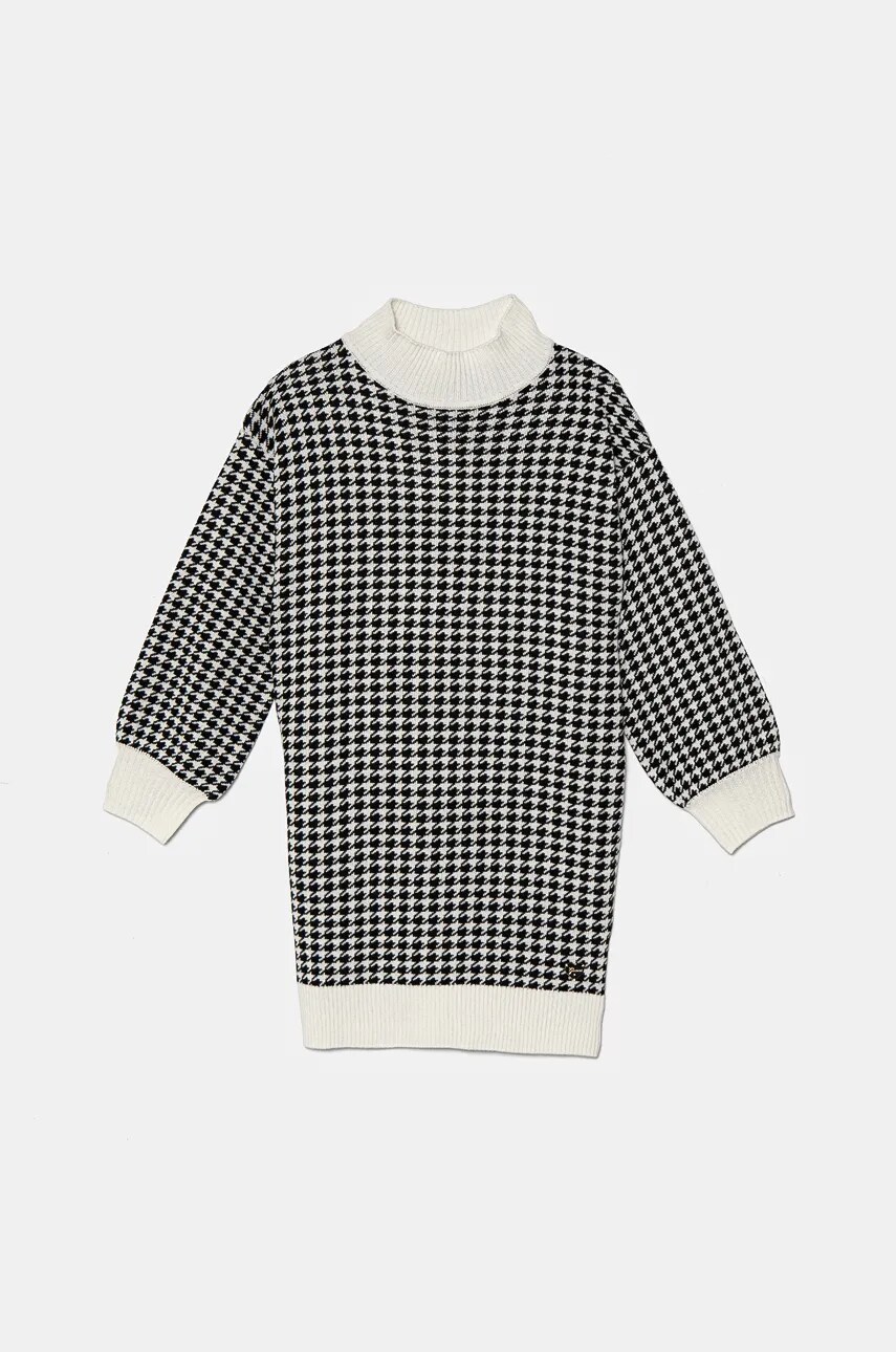 Levně Dětské šaty s příměsí vlny Guess bílá barva, mini, oversize, J4BK04 Z3K10