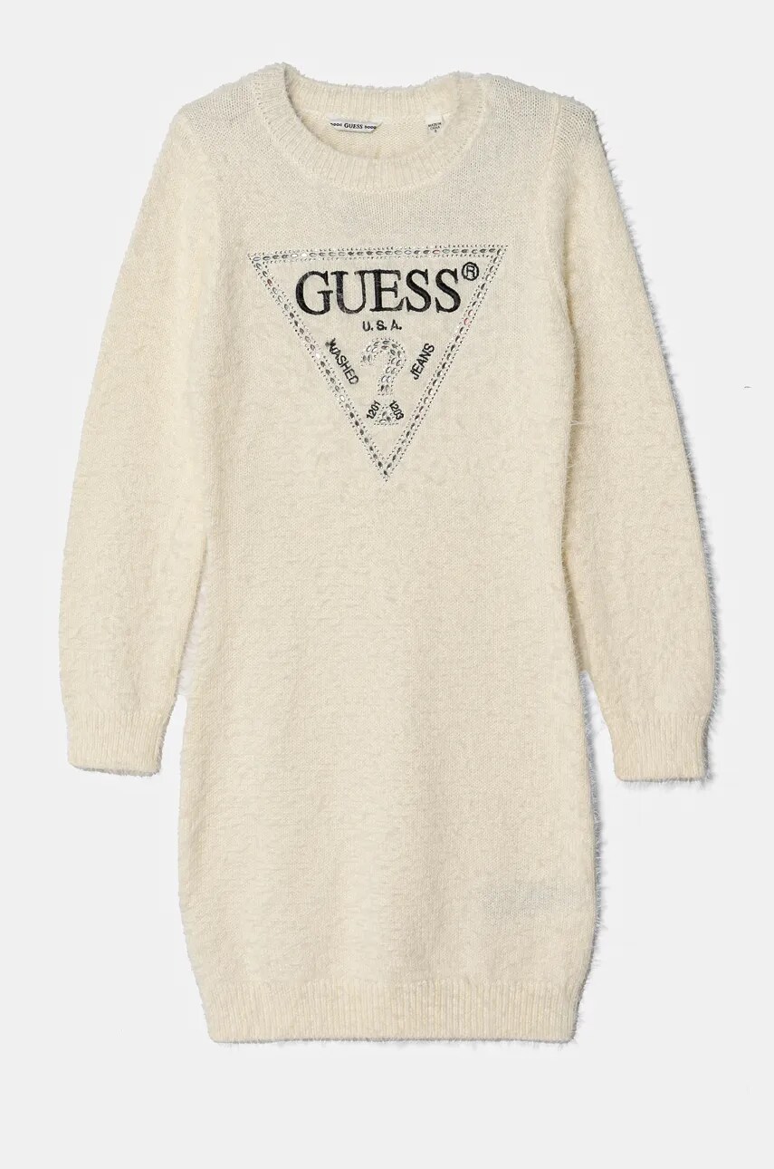Levně Dívčí šaty Guess béžová barva, mini, J4BK11 Z3K20
