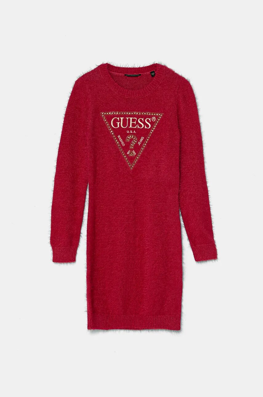 Levně Dívčí šaty Guess vínová barva, mini, J4BK11 Z3K20