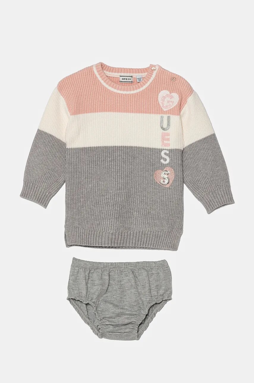 Levně Kojenecké šaty Guess šedá barva, mini, oversize, A4BK09 Z3FU0