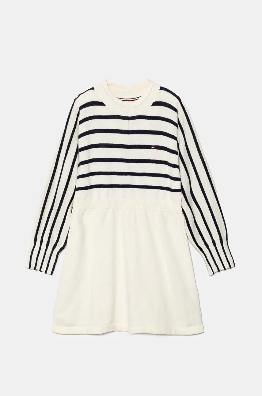 Levně Dívčí šaty Tommy Hilfiger béžová barva, mini, 8720637744369