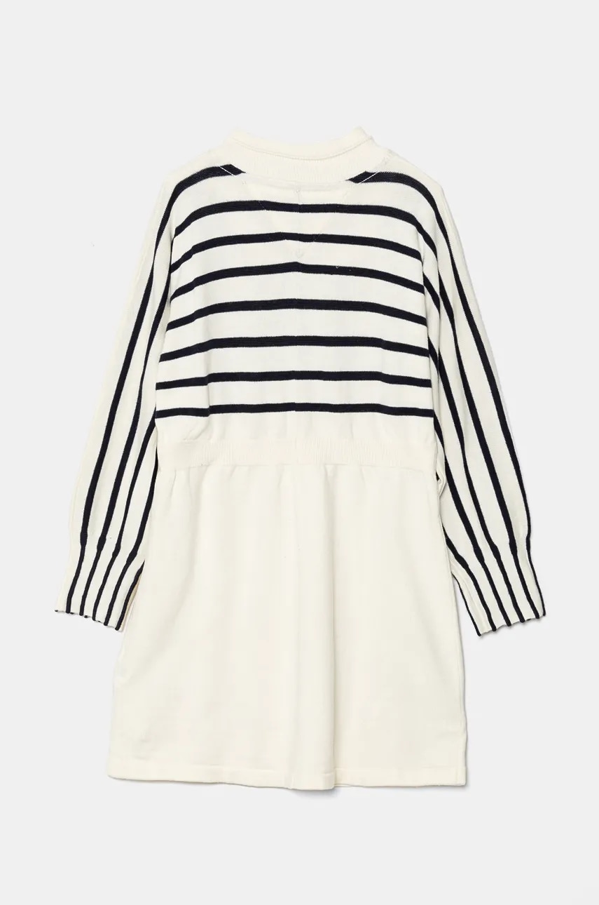 Детское платье Tommy Hilfiger цвет бежевый mini расклешённое 8720637746035 Детское платье Tommy Hilfiger цвет бежевый mini расклешённое 8720637746035