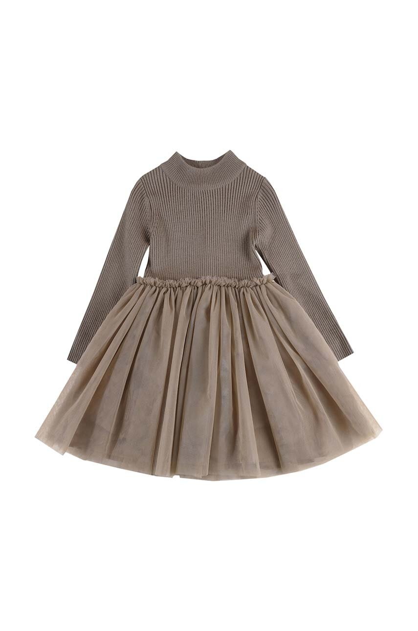 Детское платье Donsje Lotus Dress цвет коричневый mini расклешённое 4043900