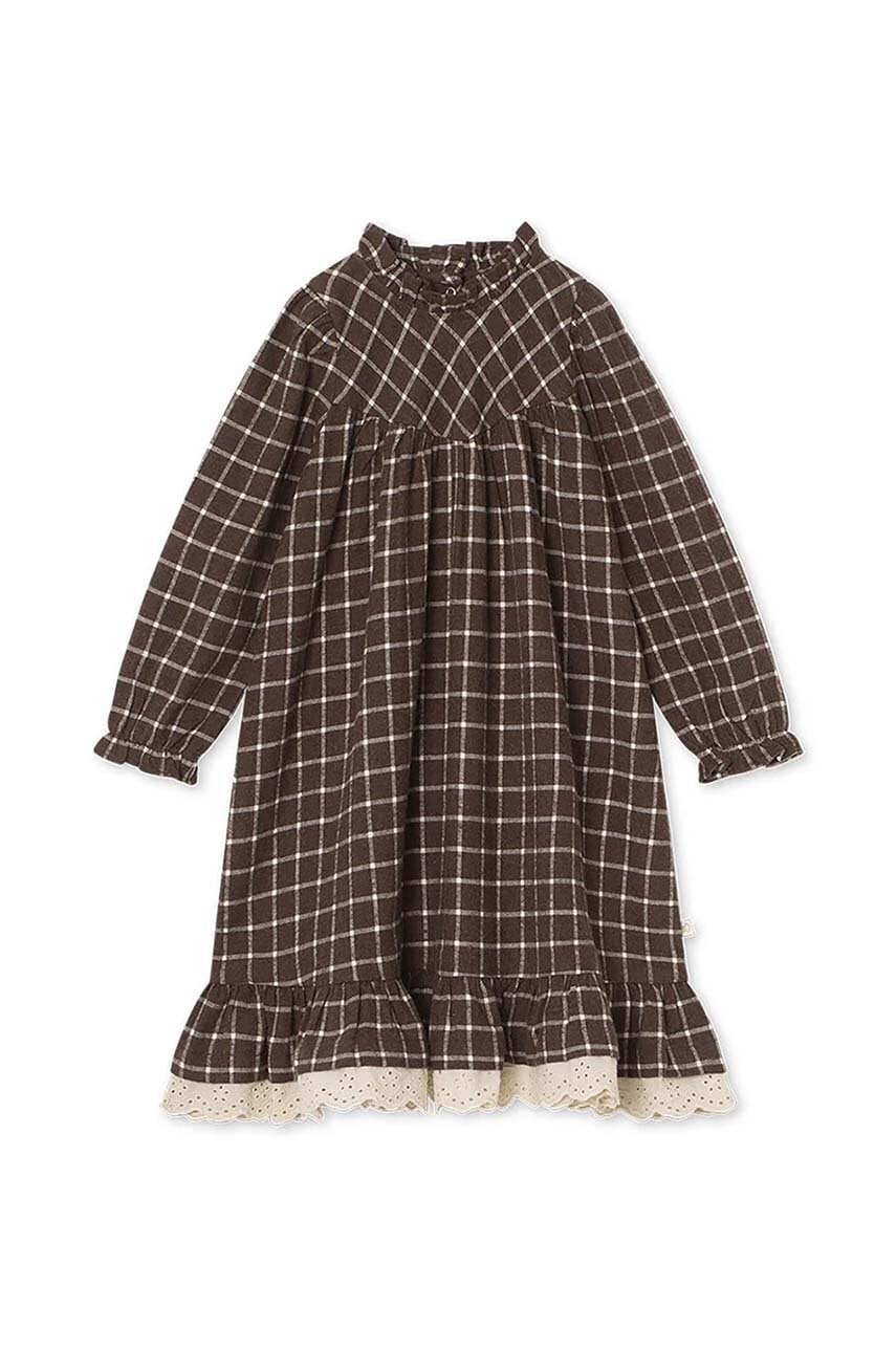 Хлопковое детское платье That's mine Haya цвет коричневый mini oversize 113528 Хлопковое детское платье That's mine Haya цвет коричневый mini oversize 113528