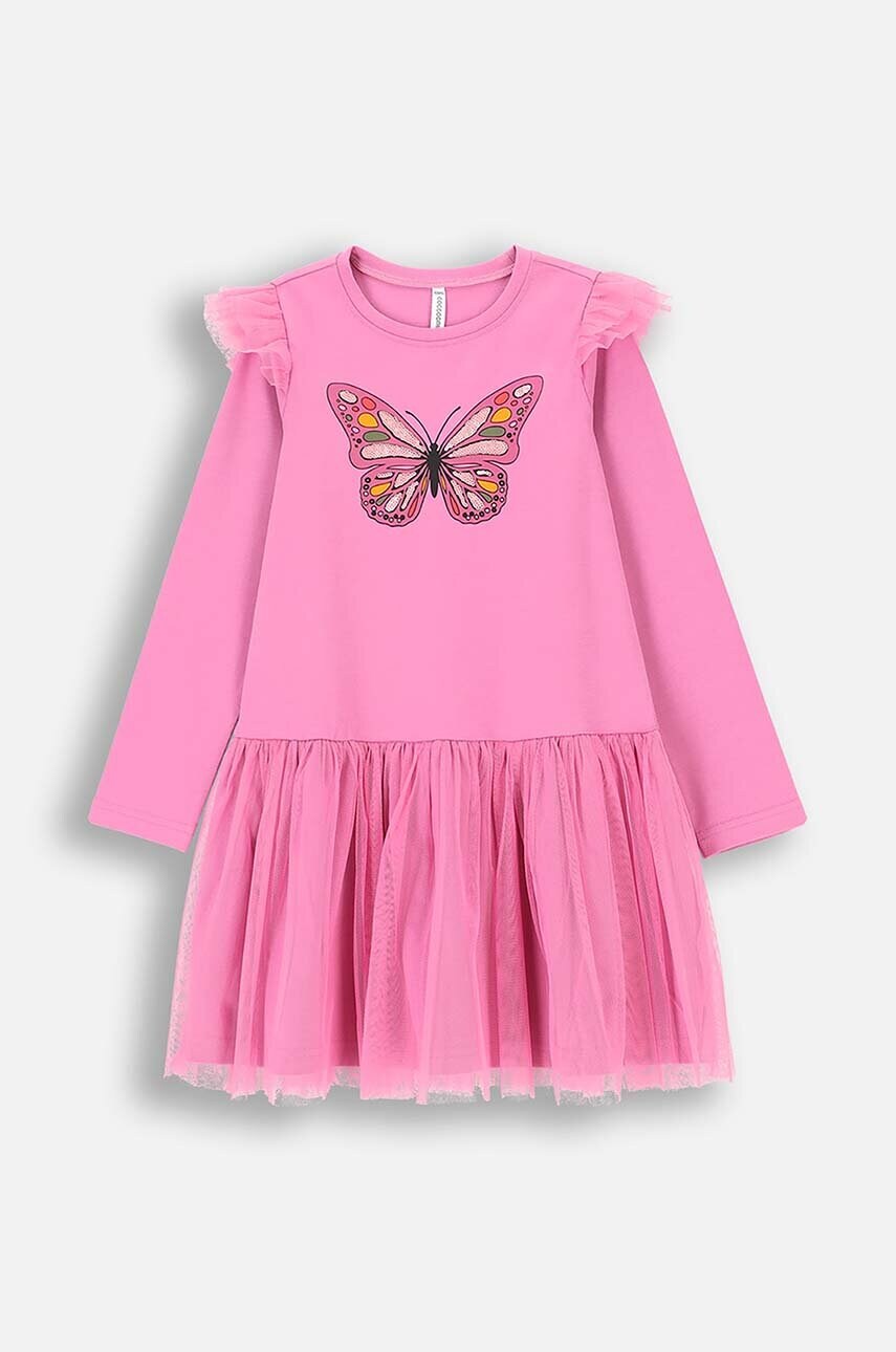 

Детска рокля Coccodrillo в розово къса разкроена MYSTIC NATURE GIRL KIDS, Розов