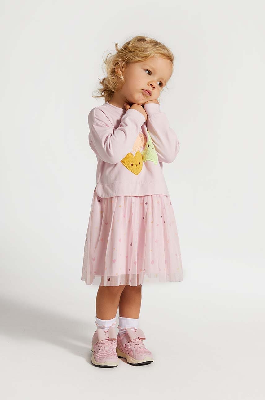 Coccodrillo rochie fete culoarea roz, mini, evazati, PASTELOVE GIRL NEWBORN