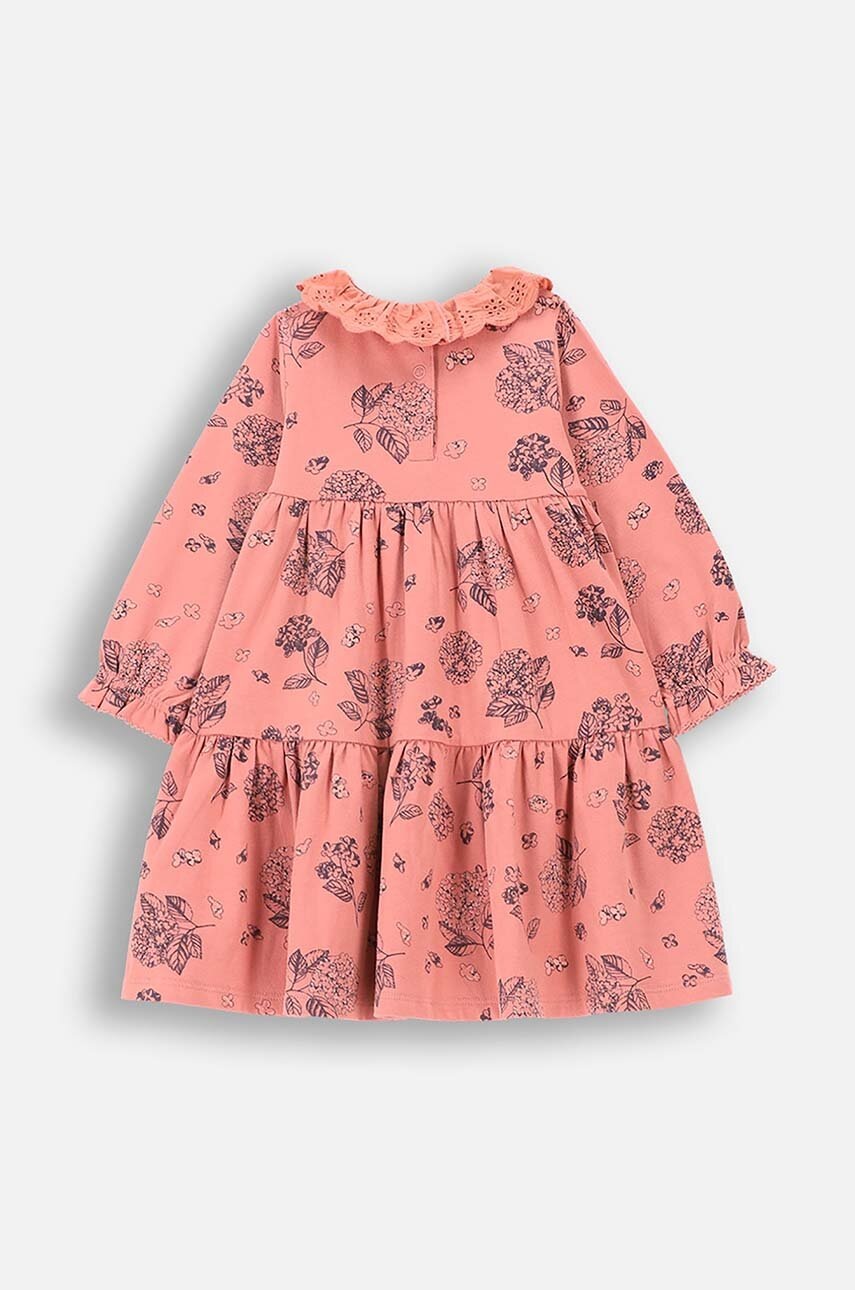 Детское хлопковое платье Coccodrillo цвет розовый mini расклешённое FLOWERS GIRL NEWBORN