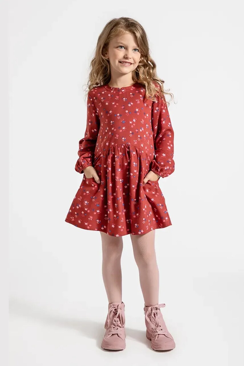 Coccodrillo rochie fete culoarea bordo, mini, evazați, HEARTS GIRL KIDS